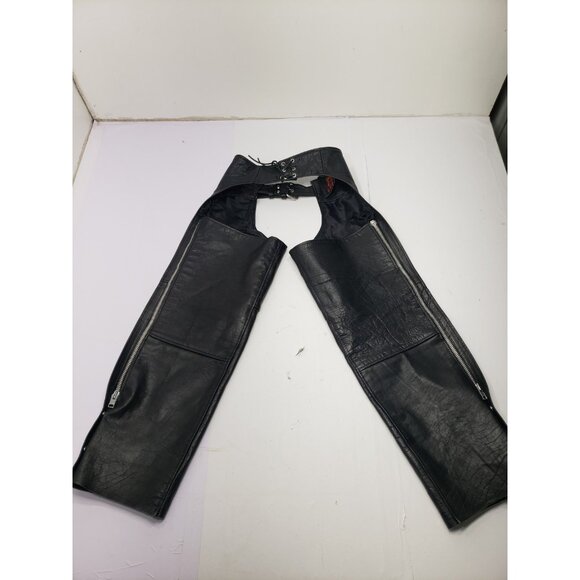 Genuine Hot Leathers Motorcycle Chaps Black Biker Pants Unisex Size XS - Picture 1 of 15